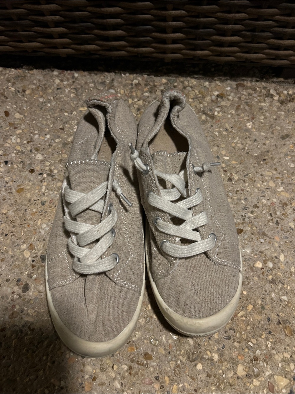 Madden Girl Slip-On Sneakers in Taupe with Cream Accents